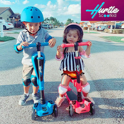 3-Wheeled Scooter for Kids - Wheel LED Lights, Adjustable Lean-To-Steer Handlebar, and Foldable Seat - Sit or Stand Ride with Brake for Boys and Girls Ages 1-14 Years Old