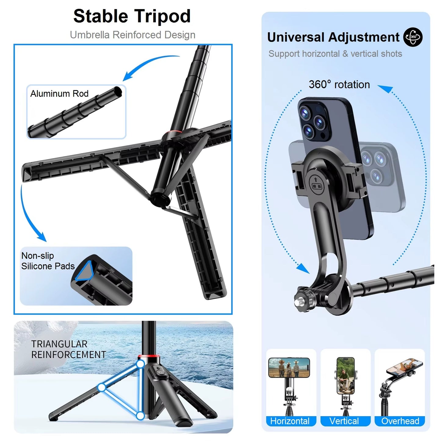 Magnetic Selfie Stick Tripod for Iphone, 51" Phone Tripod Stand Compatible with Magsafe Travel Tripod for Iphone Android Phones