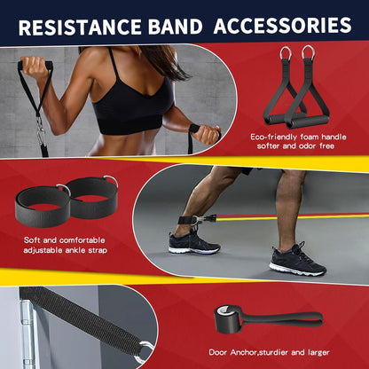 Resistance Bands, Exercise Bands，Resistance Bands for Working Out, Work Out Bands with Handles for Men and Women Fitness, Strength Training Home Gym Equipment